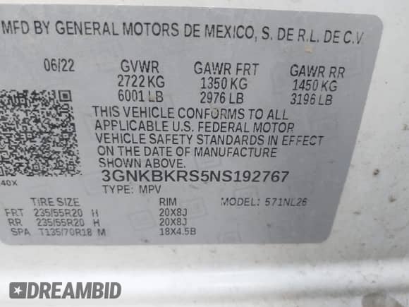 2022 Chevrolet Blazer RS с VIN 3GNKBKRS5NS192767, выставлен на аукционе IAAI как лот 43342281 с пробегом 37 532 миль миль и . История ставок и продаж доступна на DreamBid. Изображение 9.