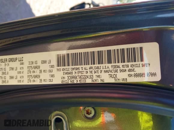 2014 Ram 1500 Express z VIN 3C6RR6KT0EG324163, wystawiony jako IAAI lot #43456901 z przebiegiem 206 685 mil mil oraz . Historia ofert i sprzedaży dostępna na DreamBid. Obrazek 9.