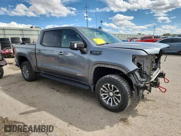 2021 GMC Sierra 1500 AT4 with VIN 3GTP9EEDXMG325432, listed as a Copart auction lot 80407205 with 41,208 mi miles and Salvage title. Bid and sale history available at DreamBid. Image 4.