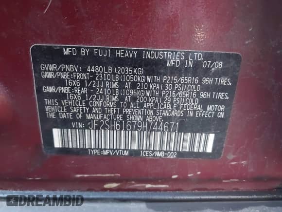 2009 Subaru Forester X z VIN JF2SH61679H744671, wystawiony jako IAAI lot #43583028 z przebiegiem 167 569 mil mil oraz . Historia ofert i sprzedaży dostępna na DreamBid. Obrazek 9.