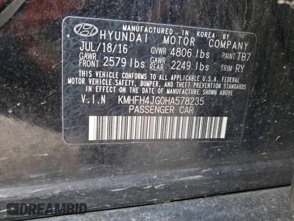 2017 Hyundai Azera Limited с VIN KMHFH4JG0HA578235, выставлен на аукционе Copart как лот 82379584 с пробегом 81 880 миль миль и Чистый • Clean title. История ставок и продаж доступна на DreamBid. Изображение 12.