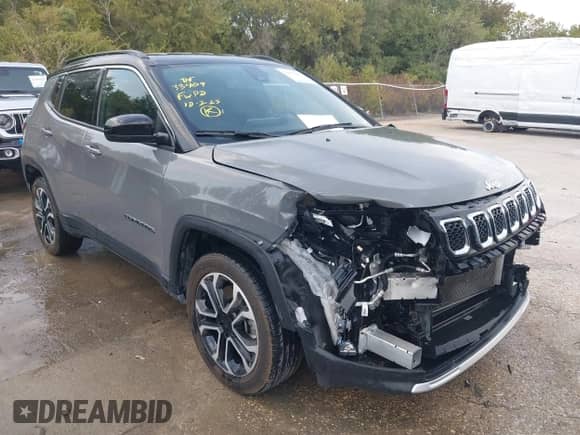 2023 Jeep Compass Limited with VIN 3C4NJDCN2PT565574, listed as a IAAI auction lot 43503801 with 54,953 mi miles and . Bid and sale history available at DreamBid. Image 1.