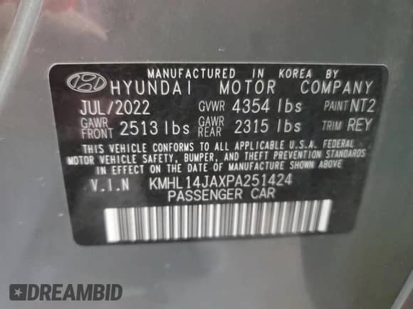2023 Hyundai Sonata SEL with VIN KMHL14JAXPA251424, listed as a Copart auction lot 60045715 with 51,324 mi miles and Salvage title. Bid and sale history available at DreamBid. Image 12.
