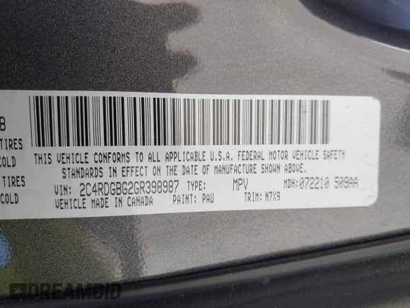 2016 Dodge Grand Caravan SE Plus with VIN 2C4RDGBG2GR398987, listed as a IAAI auction lot 42116710 with 178,576 mi miles and . Bid and sale history available at DreamBid. Image 9.