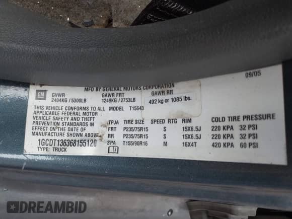 2006 Chevrolet Colorado 3LT с VIN 1GCDT136368155120, выставлен на аукционе IAAI как лот 43044041 с пробегом 193 802 миль миль и . История ставок и продаж доступна на DreamBid. Изображение 9.