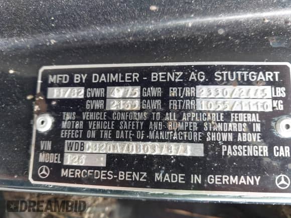 1983 Mercedes-Benz 300 SD с VIN WDBCB20A7DB037874, выставлен на аукционе IAAI как лот 43370241 с пробегом 243 551 миль миль и . История ставок и продаж доступна на DreamBid. Изображение 9.