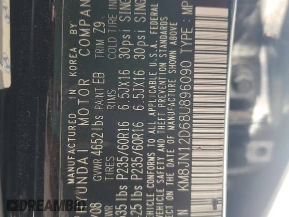 2008 Hyundai Tucson SE с VIN KM8JN12D68U896090, выставлен на аукционе Copart как лот 67737495 с пробегом 153 906 миль миль и Чистый • Clean title. История ставок и продаж доступна на DreamBid. Изображение 13.