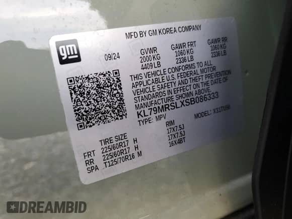 2025 Chevrolet TrailBlazer LT с VIN KL79MRSLXSB086333, выставлен на аукционе Copart как лот 72030535 с пробегом 7 610 миль миль и Списание • Salvage title. История ставок и продаж доступна на DreamBid. Изображение 12.