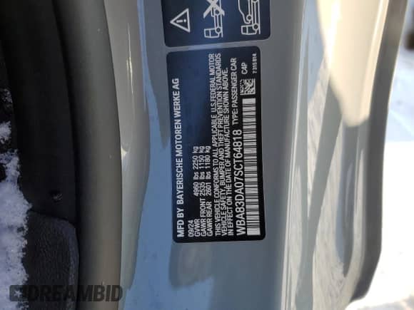 2025 BMW 4 Series M440i xDrive with VIN WBA83DA07SCT64818, listed as a Copart auction lot 43932505 with 1,974 mi miles and Clean title. Bid and sale history available at DreamBid. Image 14.