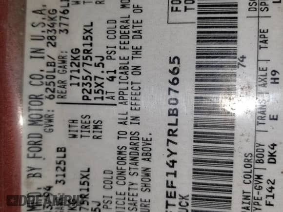 1994 Ford F-150 z VIN 1FTEF14Y7RLB07665, wystawiony jako Copart lot #66776835 z przebiegiem 203 059 mil mil oraz Czysty tytuł • Clean title. Historia ofert i sprzedaży dostępna na DreamBid. Obrazek 12.