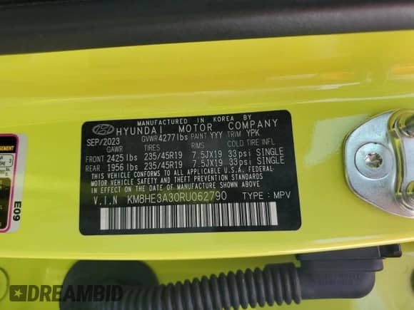 2024 Hyundai Kona Limited с VIN KM8HE3A30RU062790, выставлен на аукционе Copart как лот 60060375 с пробегом 36 459 миль миль и Списание • Salvage title. История ставок и продаж доступна на DreamBid. Изображение 13.