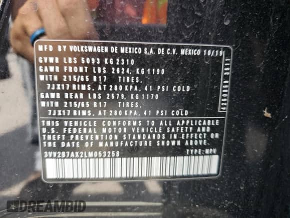 2020 Volkswagen Tiguan SE с VIN 3VV2B7AX2LM053258, выставлен на аукционе Copart как лот 69422775 с пробегом 90 485 миль миль и Списание • Salvage title. История ставок и продаж доступна на DreamBid. Изображение 12.