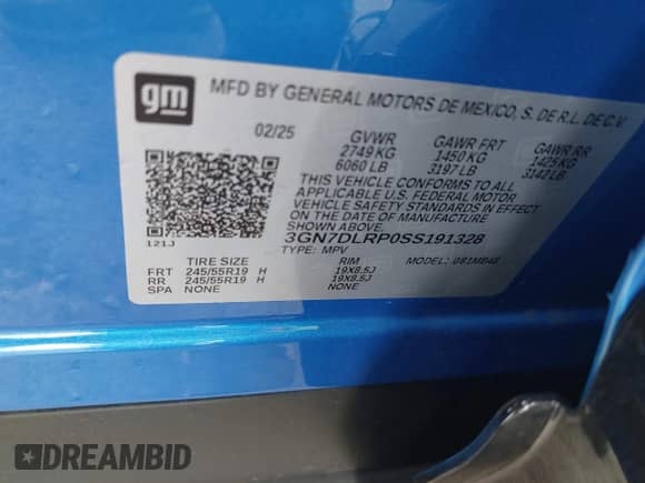 2025 Chevrolet Equinox EV LT с VIN 3GN7DLRP0SS191328, выставлен на аукционе IAAI как лот 42453443 с пробегом 2 129 миль миль и . История ставок и продаж доступна на DreamBid. Изображение 9.