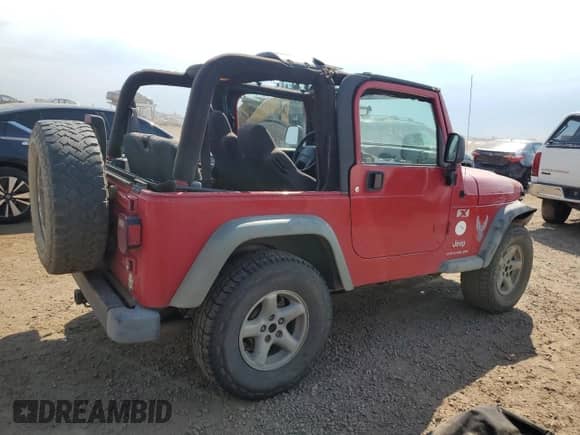 2003 Jeep Wrangler X z VIN 1J4FA39S33P308881, wystawiony jako Copart lot #69323655 z przebiegiem 264 257 mil mil oraz Szkoda całkowita • Salvage title. Historia ofert i sprzedaży dostępna na DreamBid. Obrazek 3.