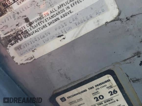 1977 Chevrolet Corvette с VIN 1Z37X7S430859, выставлен на аукционе Copart как лот 49792265 с пробегом 66 878 миль миль и Списание • Salvage title. История ставок и продаж доступна на DreamBid. Изображение 12.