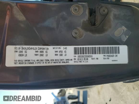 2003 Dodge Neon SE z VIN 1B3ES26C23D202916, wystawiony jako Copart lot #76054914 z przebiegiem 265 372 mil mil oraz Szkoda całkowita • Salvage title. Historia ofert i sprzedaży dostępna na DreamBid. Obrazek 15.