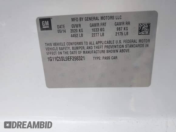 2014 Chevrolet Malibu LT с VIN 1G11C5SL9EF298321, выставлен на аукционе IAAI как лот 43523630 с пробегом 63 462 миль миль и . История ставок и продаж доступна на DreamBid. Изображение 9.