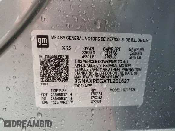 2026 Chevrolet Equinox AWD LT с VIN 3GNAXPEGXTL201627, выставлен на аукционе Copart как лот 90043325 с пробегом 6 640 миль миль и Чистый • Clean title. История ставок и продаж доступна на DreamBid. Изображение 13.