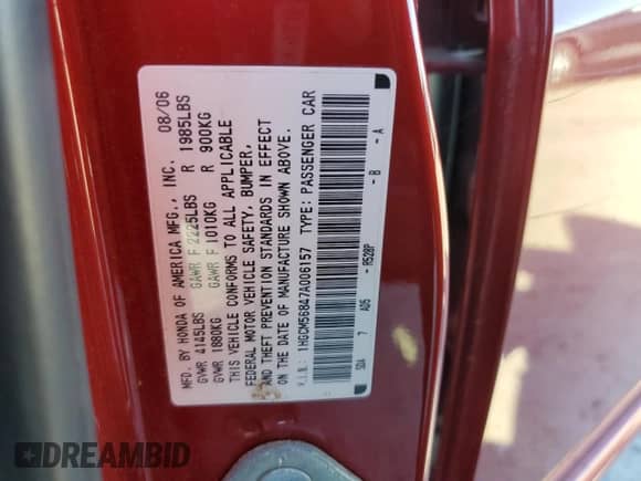 2007 Honda Accord EX-L z VIN 1HGCM56847A006157, wystawiony jako Copart lot #87378135 z przebiegiem 227 321 mil mil oraz Czysty tytuł • Clean title. Historia ofert i sprzedaży dostępna na DreamBid. Obrazek 12.