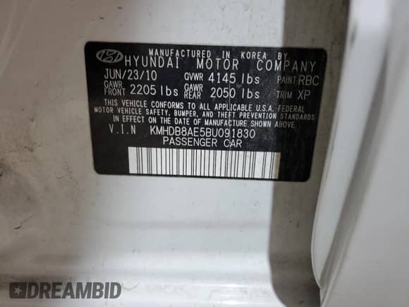 2011 Hyundai Elantra GLS z VIN KMHDB8AE5BU091830, wystawiony jako Copart lot #69296635 z przebiegiem 50 761 mil mil oraz Szkoda całkowita • Salvage title. Historia ofert i sprzedaży dostępna na DreamBid. Obrazek 13.