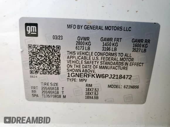 2023 Chevrolet Traverse LS z VIN 1GNERFKW6PJ218472, wystawiony jako Copart lot #70719185 z przebiegiem 40 646 mil mil oraz Szkoda całkowita • Salvage title. Historia ofert i sprzedaży dostępna na DreamBid. Obrazek 12.