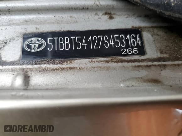 2007 Toyota Tundra SR5 z VIN 5TBBT54127S453164, wystawiony jako Copart lot #85844045 z przebiegiem 180 970 mil mil oraz Szkoda całkowita • Salvage title. Historia ofert i sprzedaży dostępna na DreamBid. Obrazek 12.