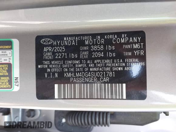 2025 Hyundai Elantra SEL Sport с VIN KMHLM4DG4SU021781, выставлен на аукционе IAAI как лот 42922601 с пробегом 2 866 миль миль и . История ставок и продаж доступна на DreamBid. Изображение 9.