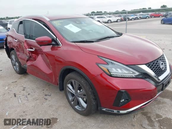 2024 Nissan Murano Platinum with VIN 5N1AZ2DS1RC117210, listed as a IAAI auction lot 42399686 with 10,929 mi miles and . Bid and sale history available at DreamBid. Image 1.