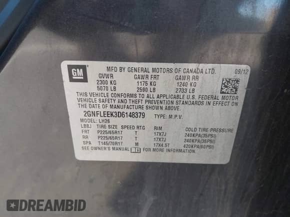 2013 Chevrolet Equinox LT с VIN 2GNFLEEK3D6148379, выставлен на аукционе IAAI как лот 43399404 с пробегом 136 524 миль миль и . История ставок и продаж доступна на DreamBid. Изображение 9.