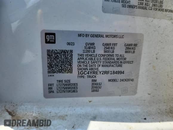 2024 Chevrolet Silverado 2500HD High Country с VIN 1GC4YREY2RF184994, выставлен на аукционе Copart как лот 64391955 с пробегом 27 175 миль миль и Списание • Salvage title. История ставок и продаж доступна на DreamBid. Изображение 13.