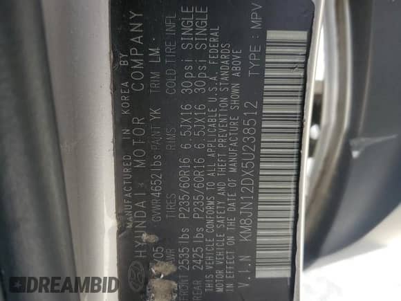 2005 Hyundai Tucson GLS с VIN KM8JN12DX5U238512, выставлен на аукционе Copart как лот 70982615 с пробегом 130 272 миль миль и Списание • Salvage title. История ставок и продаж доступна на DreamBid. Изображение 13.