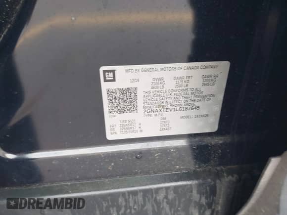 2020 Chevrolet Equinox LT с VIN 2GNAXTEV1L6187645, выставлен на аукционе IAAI как лот 42785811 с пробегом 89 754 миль миль и . История ставок и продаж доступна на DreamBid. Изображение 9.