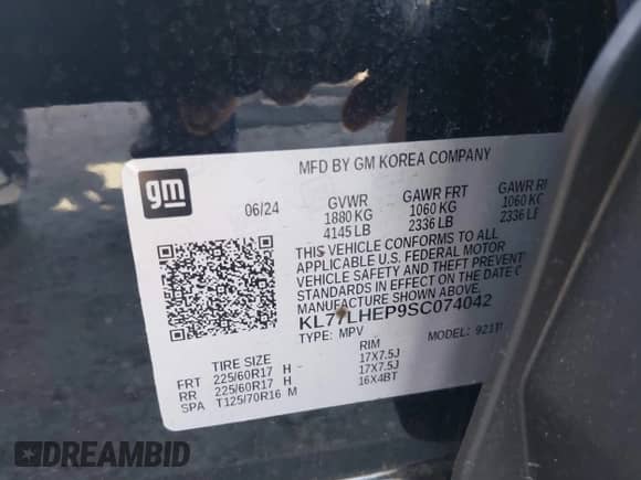 2025 Chevrolet Trax LT с VIN KL77LHEP9SC074042, выставлен на аукционе IAAI как лот 42940880 с пробегом 12 969 миль миль и . История ставок и продаж доступна на DreamBid. Изображение 9.
