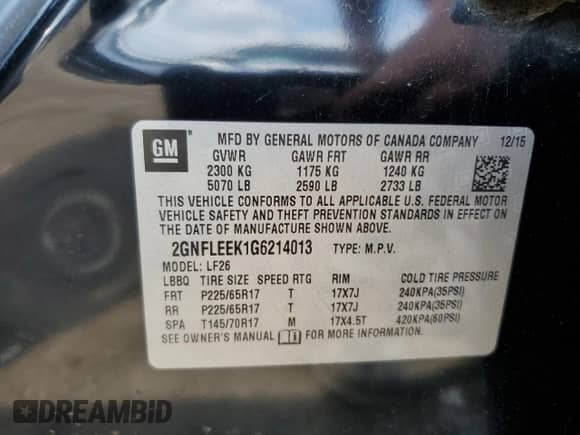 2016 Chevrolet Equinox LS с VIN 2GNFLEEK1G6214013, выставлен на аукционе Copart как лот 69086525 с пробегом 142 053 миль миль и Списание • Salvage title. История ставок и продаж доступна на DreamBid. Изображение 13.