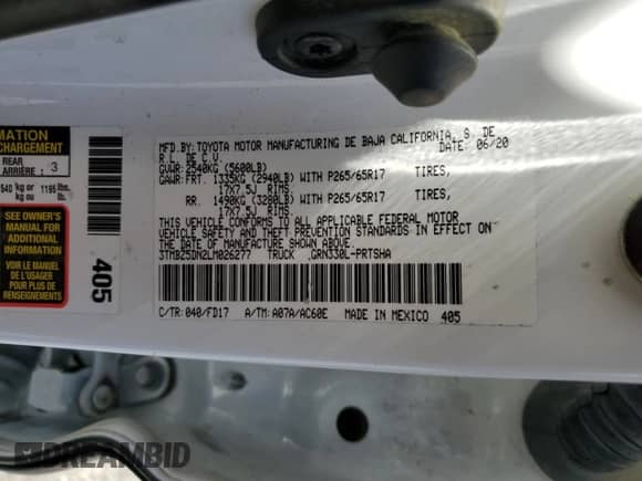 2020 Toyota Tacoma SR5 с VIN 3TMBZ5DN2LM026277, выставлен на аукционе Copart как лот 69490725 с пробегом 52 492 миль миль и Списание • Salvage title. История ставок и продаж доступна на DreamBid. Изображение 12.