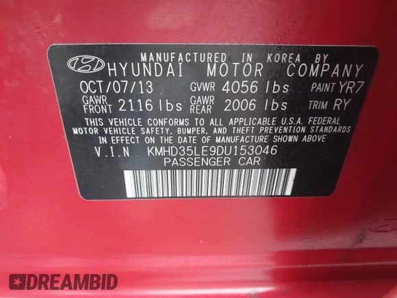 2013 Hyundai Elantra с VIN KMHD35LE9DU153046, выставлен на аукционе IAAI как лот 42645200 с пробегом 93 938 миль миль и . История ставок и продаж доступна на DreamBid. Изображение 9.