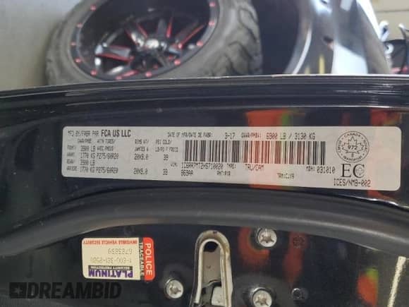 2017 Ram 1500 Sport with VIN 1C6RR7MT2HS710020, listed as a Copart auction lot 70884995 with 78,395 mi miles and Salvage title. Bid and sale history available at DreamBid. Image 12.