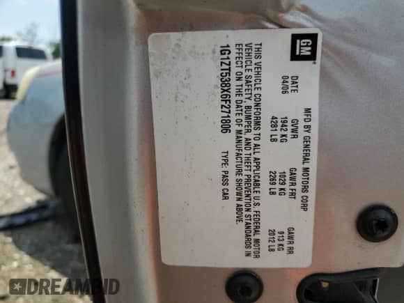 2006 Chevrolet Malibu 2LT с VIN 1G1ZT538X6F271806, выставлен на аукционе Copart как лот 64093765 с пробегом 51 076 миль миль и Списание • Salvage title. История ставок и продаж доступна на DreamBid. Изображение 12.