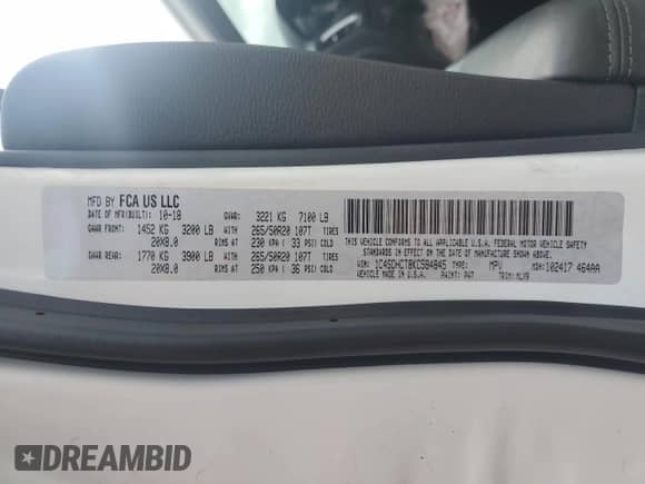 2019 Dodge Durango R/T with VIN 1C4SDHCT8KC584845, listed as a Copart auction lot 64805555 with 121,322 mi miles and Non repairable. Bid and sale history available at DreamBid. Image 13.