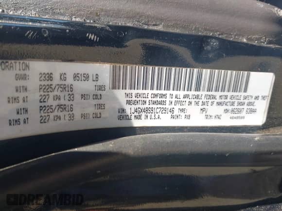 2001 Jeep Grand Cherokee Laredo с VIN 1J4GX48S91C729146, выставлен на аукционе IAAI как лот 43105424 с пробегом 228 160 миль миль и . История ставок и продаж доступна на DreamBid. Изображение 9.