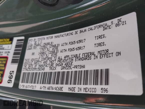 2021 Toyota Tacoma SR5 с VIN 3TMAZ5CN3MM158348, выставлен на аукционе IAAI как лот 43386958 с пробегом 42 418 миль миль и . История ставок и продаж доступна на DreamBid. Изображение 9.