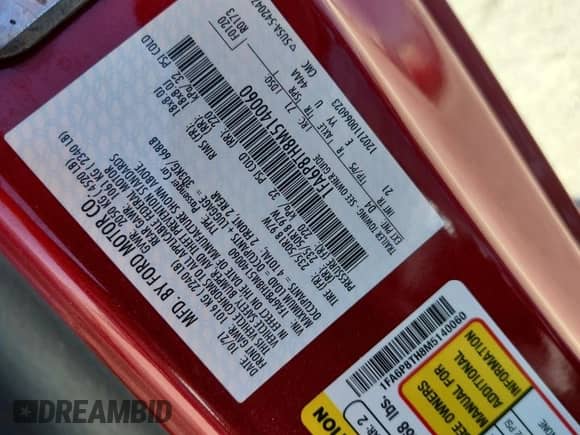 2021 Ford Mustang EcoBoost z VIN 1FA6P8TH8M5140060, wystawiony jako Copart lot #68943555 z przebiegiem 41 009 mil mil oraz Szkoda całkowita • Salvage title. Historia ofert i sprzedaży dostępna na DreamBid. Obrazek 12.