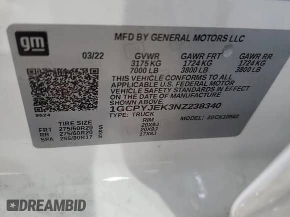 2022 Chevrolet Silverado 1500 LT with VIN 1GCPYJEK3NZ238340, listed as a Copart auction lot 52849925 with Not provided miles and Salvage title. Bid and sale history available at DreamBid. Image 13.