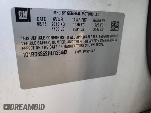 2017 Chevrolet Volt Premier with VIN 1G1RD6S52HU125442, listed as a Copart auction lot 86405155 with 140,808 mi miles and Salvage title. Bid and sale history available at DreamBid. Image 13.