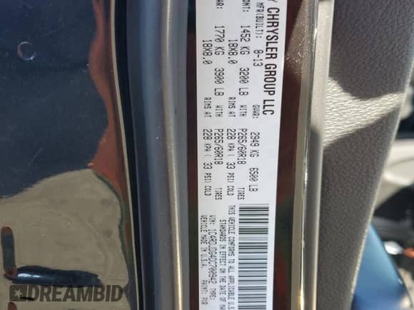 2013 Dodge Durango Crew with VIN 1C4RDJDG4DC700942, listed as a Copart auction lot 84470185 with 219,098 mi miles and Clean title. Bid and sale history available at DreamBid. Image 13.