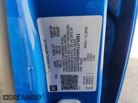 2021 Chevrolet Colorado 4WD Work Truck z VIN 1GCGTBEN9M1276991, wystawiony jako Copart lot #64677925 z przebiegiem 99 776 mil mil oraz Szkoda całkowita • Salvage title. Historia ofert i sprzedaży dostępna na DreamBid. Obrazek 12.