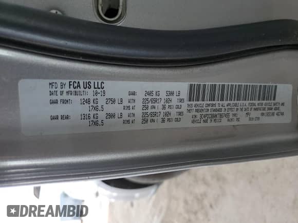 2019 Dodge Journey SE with VIN 3C4PDCBB0KT867455, listed as a Copart auction lot 81263115 with 116,741 mi miles and Salvage title. Bid and sale history available at DreamBid. Image 13.