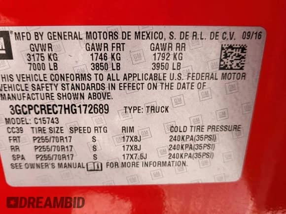 2017 Chevrolet Silverado 1500 LT с VIN 3GCPCREC7HG172689, выставлен на аукционе Copart как лот 90053005 с пробегом 94 040 миль миль и Чистый • Clean title. История ставок и продаж доступна на DreamBid. Изображение 10.