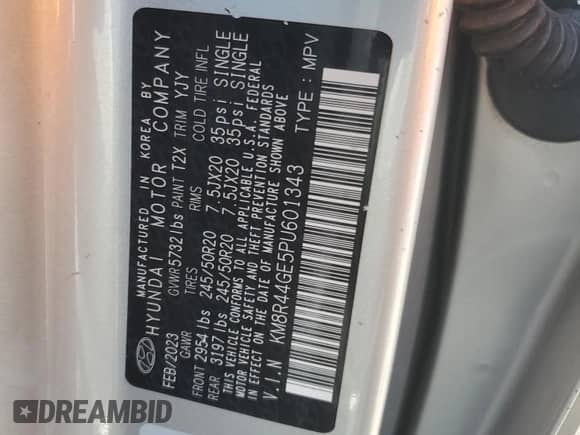 2023 Hyundai Palisade SEL с VIN KM8R44GE5PU601343, выставлен на аукционе Copart как лот 51770605 с пробегом 205 830 миль миль и На запчасти • Non repairable. История ставок и продаж доступна на DreamBid. Изображение 15.