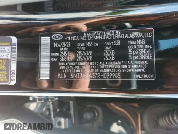 2024 Hyundai Santa Cruz SE с VIN 5NTJA4AE7RH099985, выставлен на аукционе Copart как лот 53393645 с пробегом 21 733 миль миль и Списание • Salvage title. История ставок и продаж доступна на DreamBid. Изображение 14.